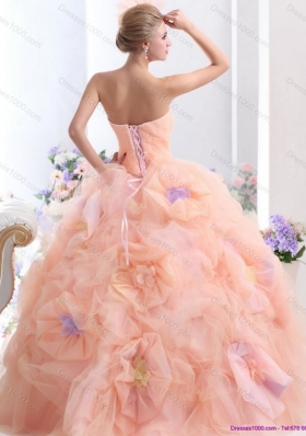 Multi Color 2015 Strapless Wedding Dresses with Hand Made Flower