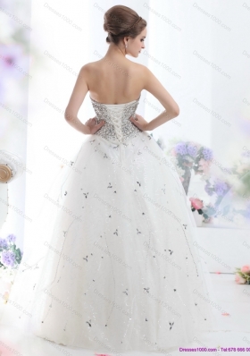 Perfect White Strapless 2015 Wedding Dresses with Rhinestones