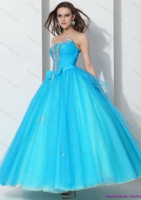 2015 Beading Baby Blue Quinceanera Dresses with Bownot