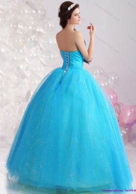 2015 Exquisite Blue Quinceanera Dresses with Rhinestones and Bowknot