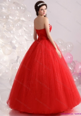 2015 Perfect Red One Shoulder Sweet 15 Dresses with Rhinestones