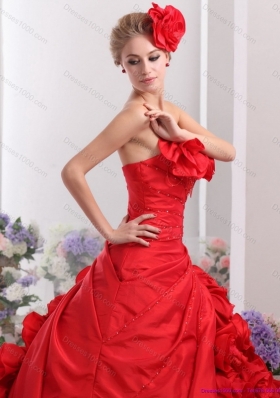 2015 Romantic Strapless Dresses for a Quinceanera with Hand Made Flowers