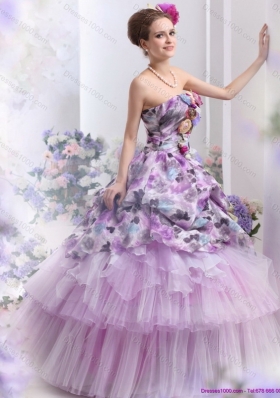 Luxurious 2015 Multi Color Sweet Sixteen Dresses with Hand Made Flowers and Ruffles