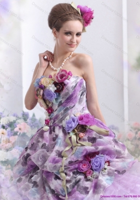 Luxurious 2015 Multi Color Sweet Sixteen Dresses with Hand Made Flowers and Ruffles