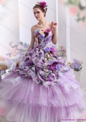 Luxurious 2015 Multi Color Sweet Sixteen Dresses with Hand Made Flowers and Ruffles