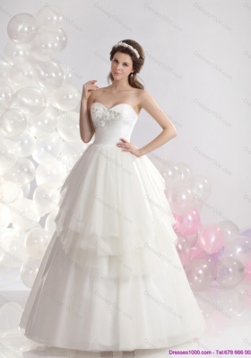 Popular Sweetheart Beaded Ruffled A-Line Wedding Dresses in White