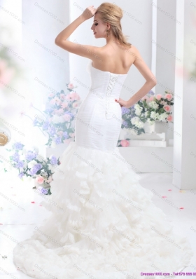 2015 Elegant Brand New Strapless Wedding Dress with Mermaid