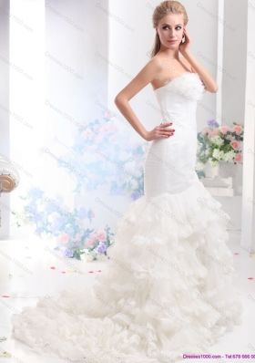 2015 Elegant Brand New Strapless Wedding Dress with Mermaid