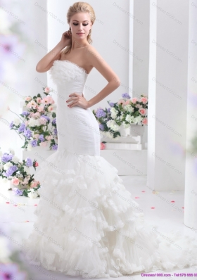 2015 Elegant Brand New Strapless Wedding Dress with Mermaid