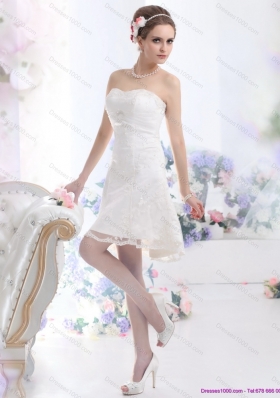 2015 Elegant Sweetheart Mini-length Wedding Dress with Lace