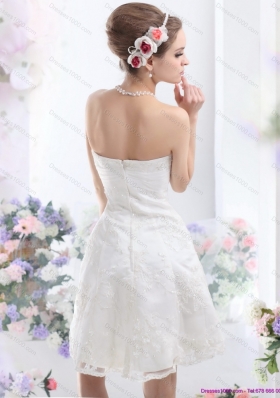 2015 Elegant Sweetheart Mini-length Wedding Dress with Lace