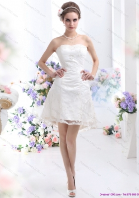 2015 Elegant Sweetheart Mini-length Wedding Dress with Lace