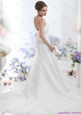 2015 Perfect Sweetheart Wedding Dress with Beadings