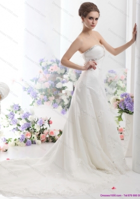 2015 Perfect Sweetheart Wedding Dress with Beadings