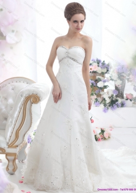 2015 Perfect Sweetheart Wedding Dress with Beadings