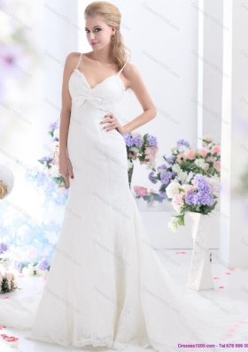 2015 Sophisticated White Wedding Wedding Dress with Lace and Bowknot