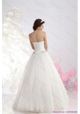 Elegant 2015 Sweetheart Wedding Dress with Brush Train