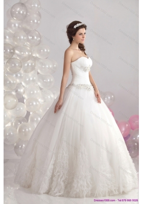 Elegant 2015 Sweetheart Wedding Dress with Brush Train