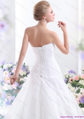 Elegant 2015 Sweetheart Wedding Dress with Ruching and Beading