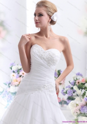 Elegant 2015 Sweetheart Wedding Dress with Ruching and Beading