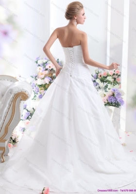 Elegant 2015 Sweetheart Wedding Dress with Ruching and Beading