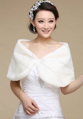 Elegant White V Neck Ruching Bridal Dresses with  Brush Train