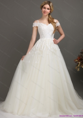 2015 A-Line Off the Shoulder Wedding Dress with Beading