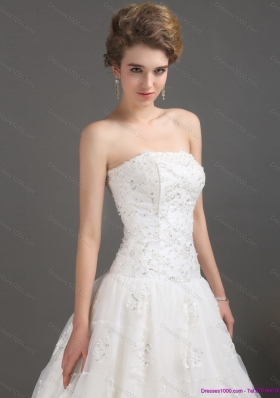 2015 A-Line Strapless Wedding Dress with Floor-length