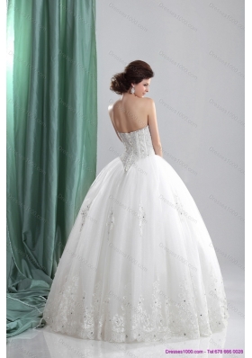 A-Line 2015 Sweetheart Wedding Dress with Beading and Lace