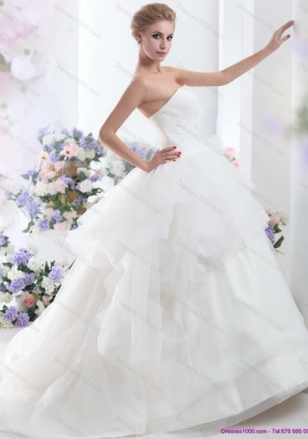 A-Line 2015 Sweetheart Wedding Dress with Hand Made Flowers