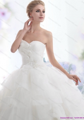 A-Line 2015 Sweetheart Wedding Dress with Hand Made Flowers