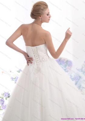 A-Line Beading Sweetheart White Wedding Dresses for 2015