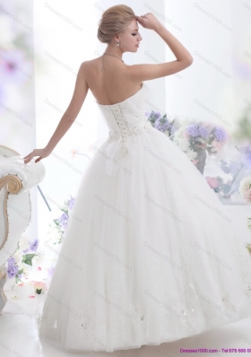 A-Line Beading Sweetheart White Wedding Dresses for 2015