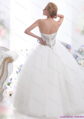 A-Line White Sweetheart 2015 Wedding Dresses with Rhinestones