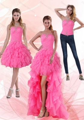 2015 Detachable Strapless Prom Dreses with Beading and Ruffled Layers