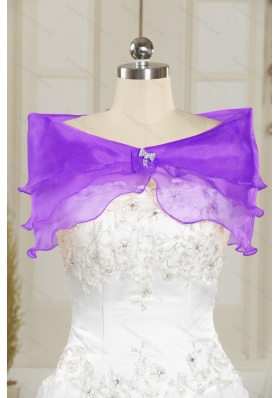 2015 Purple Strapless Detachable Prom Skirts with Embroidery and Ruffles