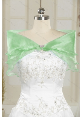 2015 Spring Green Strapless Detachable Prom Skirts with Beading and Ruffles