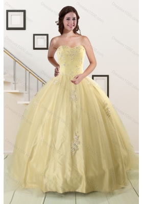 2015 Beautiful Sweetheart Champagne Quinceanera Dress and Pink Dama Dresses and Straps Ball Gown Little Girl Dress