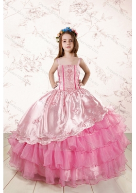 Ruffled Layers Sweetheart Quinceanera Dress and Elegant Ruching Long Dama Dresses and Rose Pink Floor Length Little Girl Dress