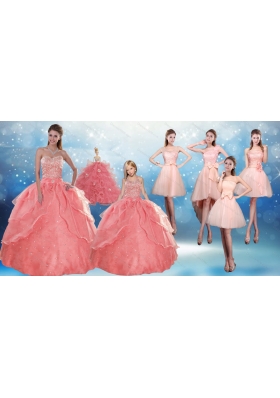 2015 Perfect Sweetheart Beading Quinceanera Dress and Cute Bownot Prom Dresses and Halter Top Watermelon Litter Girl Dress