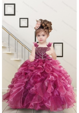 Beading One Shoulder Sweet 16 Dress and Elegant Ruching Long Prom Dresses and Ruffles Beading Straps Little Girl Dress