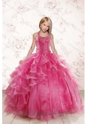 Coral Red Strapless Beading Sweet 16 Dress and  Sweetheart Beading Prom Dresses and Halter Top Little Girl Dress