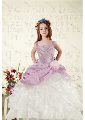 Elegant Multi Color Strapless Hand Made Flower Quinceanera Dress and Ruching Pretty Prom Dresses and Ruffles Straps Little Girl Dress