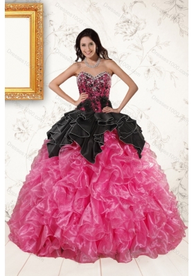 Multi Color Sweetheart Quinceanera Gown and Strapless Hand Made Flower Prom Dresses and   Ruffles and Beading Little Girl Dress