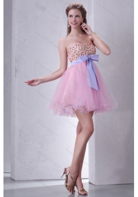 Multi Color Sweetheart Ruffles and Beading Dress for a Quinceanera and Sweetheart Bowknot Short Prom Dresses and Straps Multi Color Girl Pageant Dress