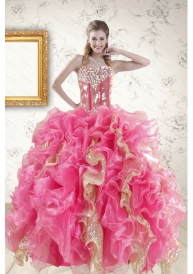 Perfect Beading and Ruffles Quinceanera Dress and Beading Yellow One Shoulder Dama Dresses and Multi Color Ball Gown Pageant Dresses for Little Girl