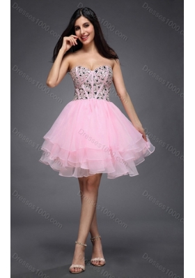 Strapless Beading White Quinceanera Dress and Baby Pink Sweetheart Short Prom Dresses and White Straps Beading Little Girl Pageant Dress