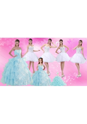 Strapless Ruffles Elegant Quinceanera Dress and Pretty Sweetheart Beading Prom Dress and Ruffles Baby Bule Little Girl Pageant Dress