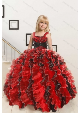 Sweetheart Ruffles Multi Color Quinceanera Dress and Knee Length Ruching Dama Dresses and Multi Color Little Girl Dress