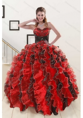 Sweetheart Ruffles Multi Color Quinceanera Dress and Knee Length Ruching Dama Dresses and Multi Color Little Girl Dress